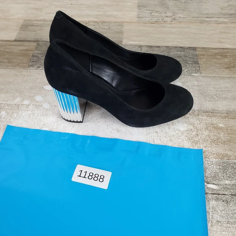 Michael Kors Porter Flex Womens Pumps Sz 6 M Black Slip On Block Heel Heels